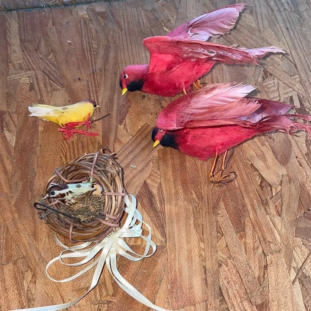 Collection of 4 vintage bird Christmas tree ornaments‎